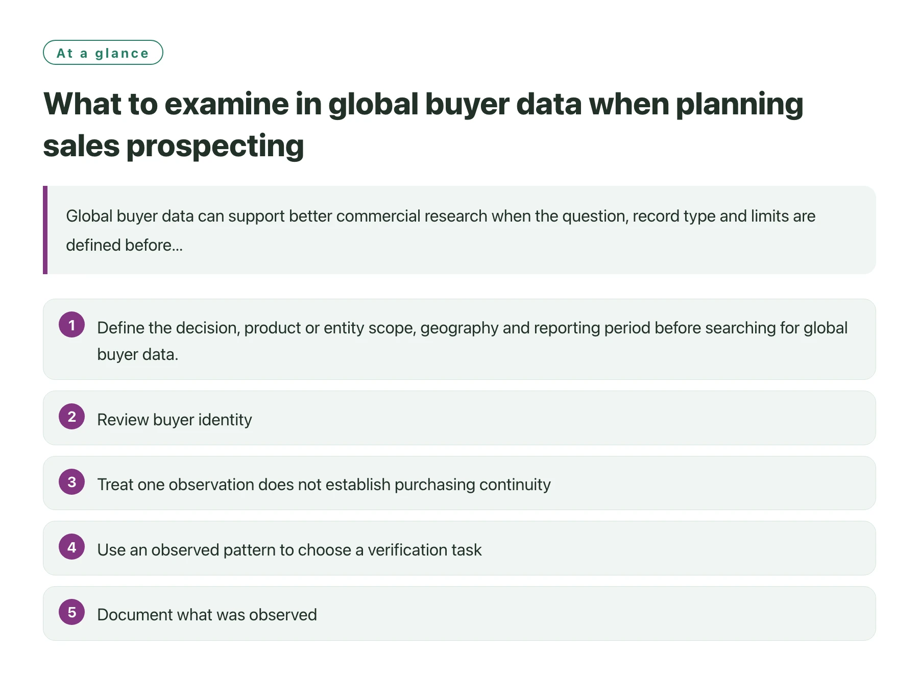 What to examine in global buyer data when planning sales prospecting——全文要点速览