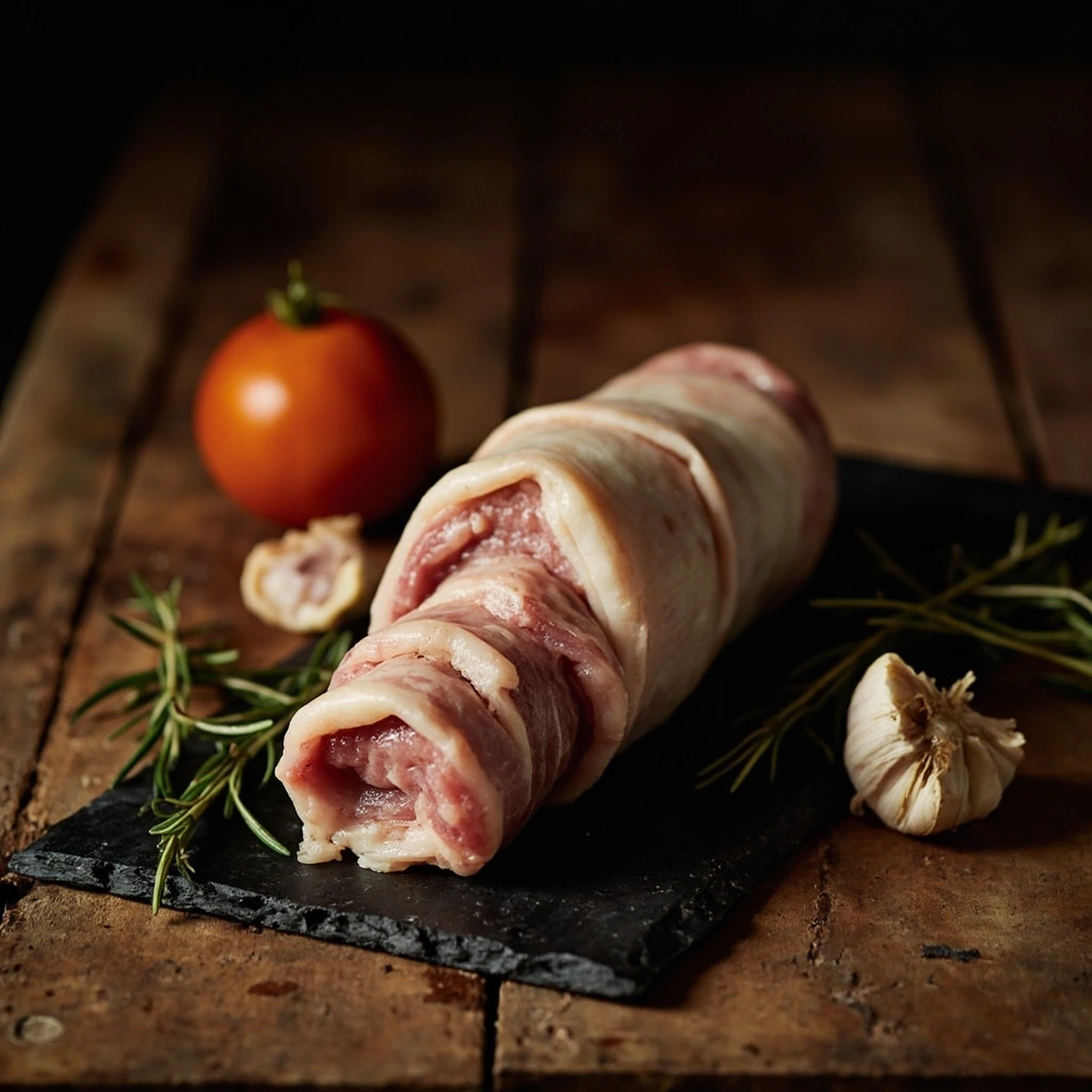Rolled Portland mutton shoulder, tied and ready