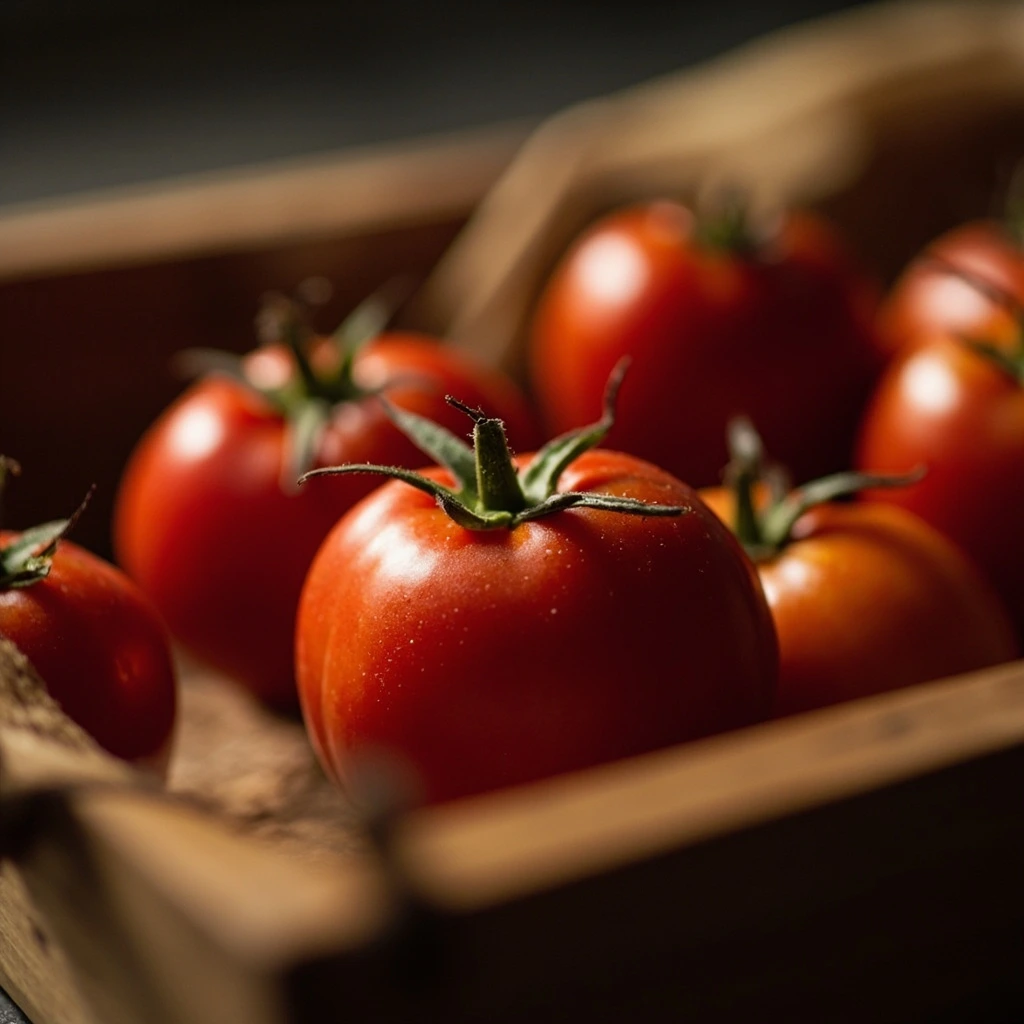 A tray of ripe Costoluto Fiorentino tomatoes