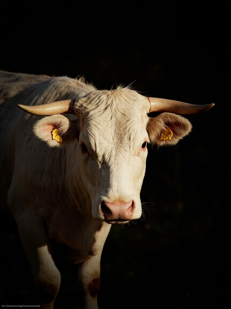 White Park bullock, portrait
