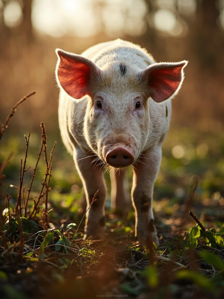 Gloucester Old Spot pig in woodland