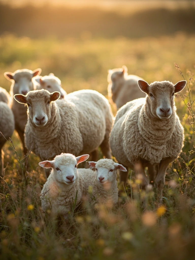 A Portland ewe with her lamb, photographed in the orchard field.