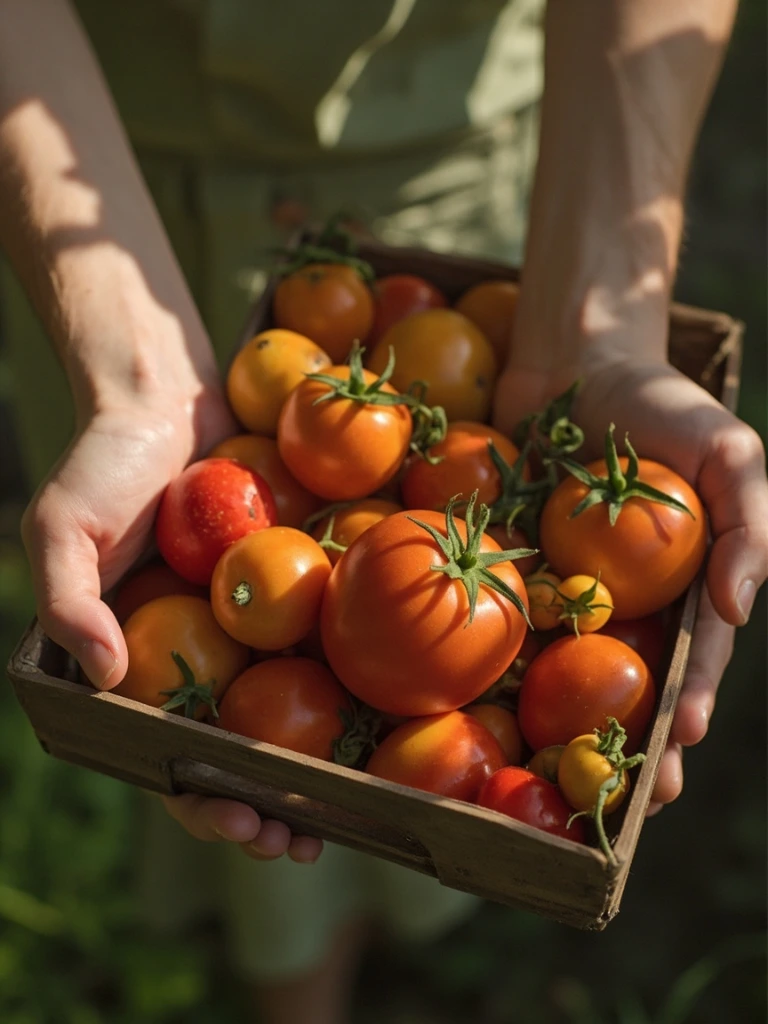 Heirloom tomato harvest in the kitchen garden